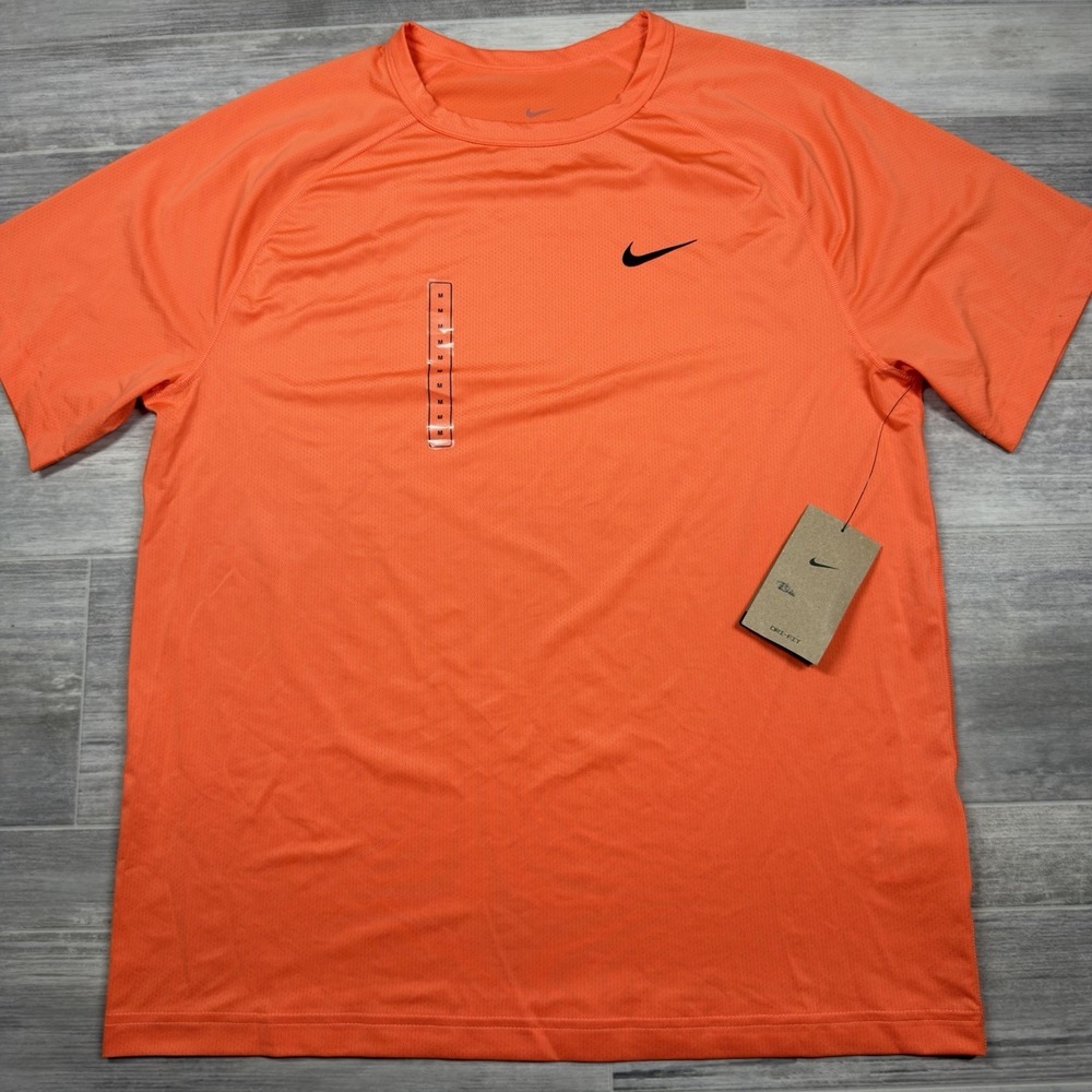 Nike Shirt Men's Medium Coral Orange Performance Dri Fit Fitness Ready Top Train